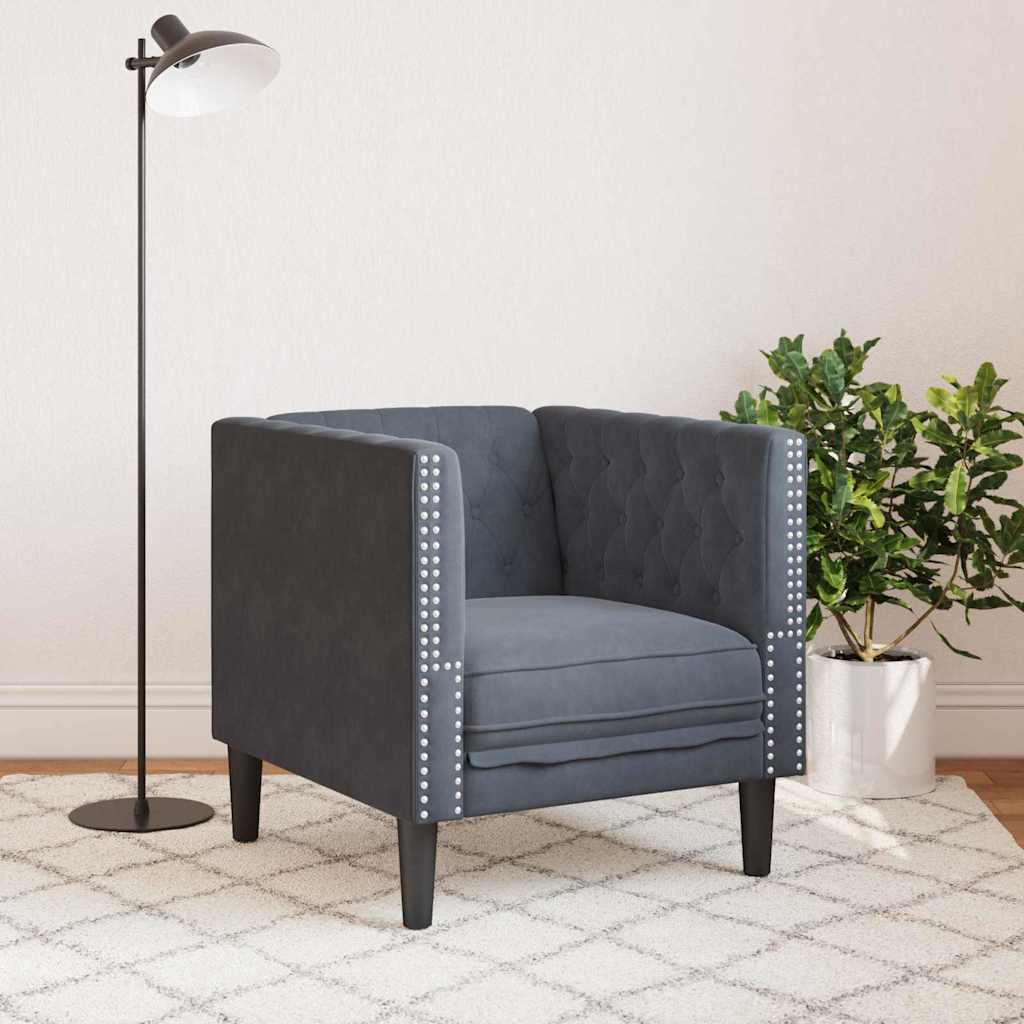 vidaXL Sofa Dark Grey 74.5 x 71 x 70.5 cm Velvet
