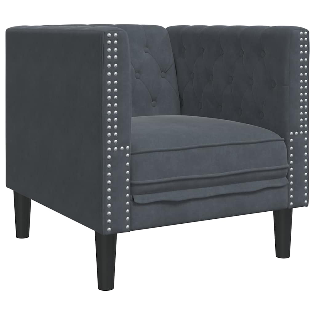 vidaXL Sofa Dark Grey 74.5 x 71 x 70.5 cm Velvet