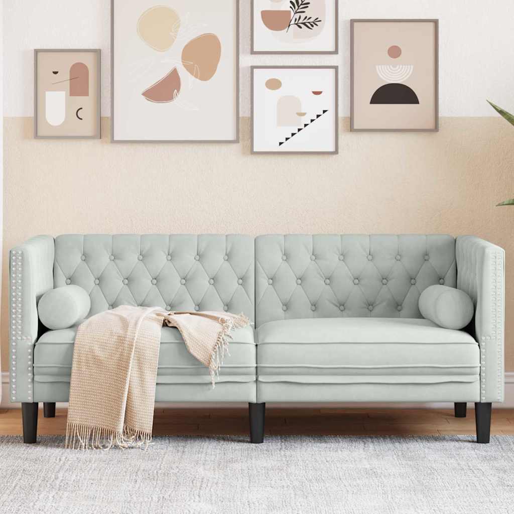 vidaXL Sofa Light Grey 174 x 74.5 x 70.5 cm Velvet