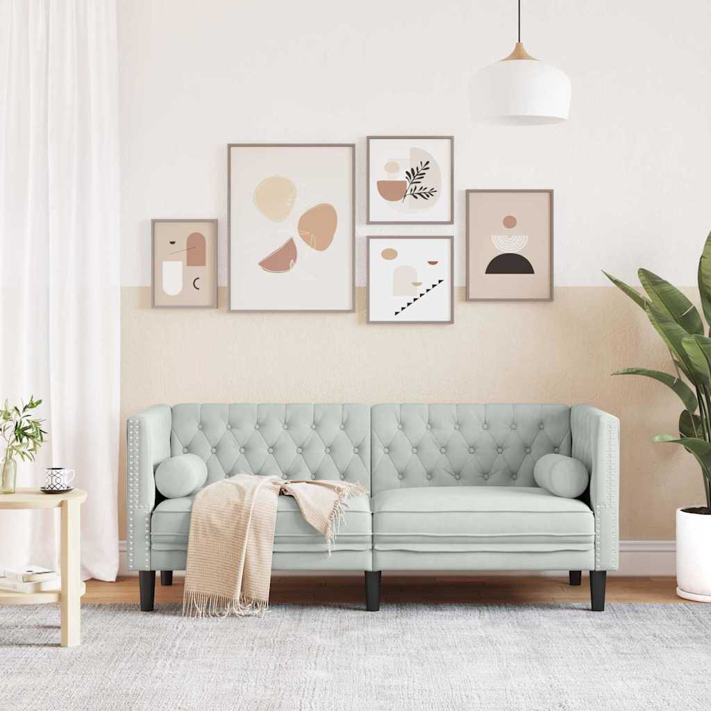 vidaXL Sofa Light Grey 174 x 74.5 x 70.5 cm Velvet