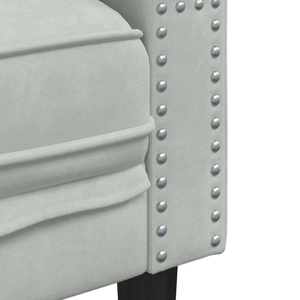 vidaXL Sofa Light Grey 194 x 74.5 x 70.5 cm Velvet