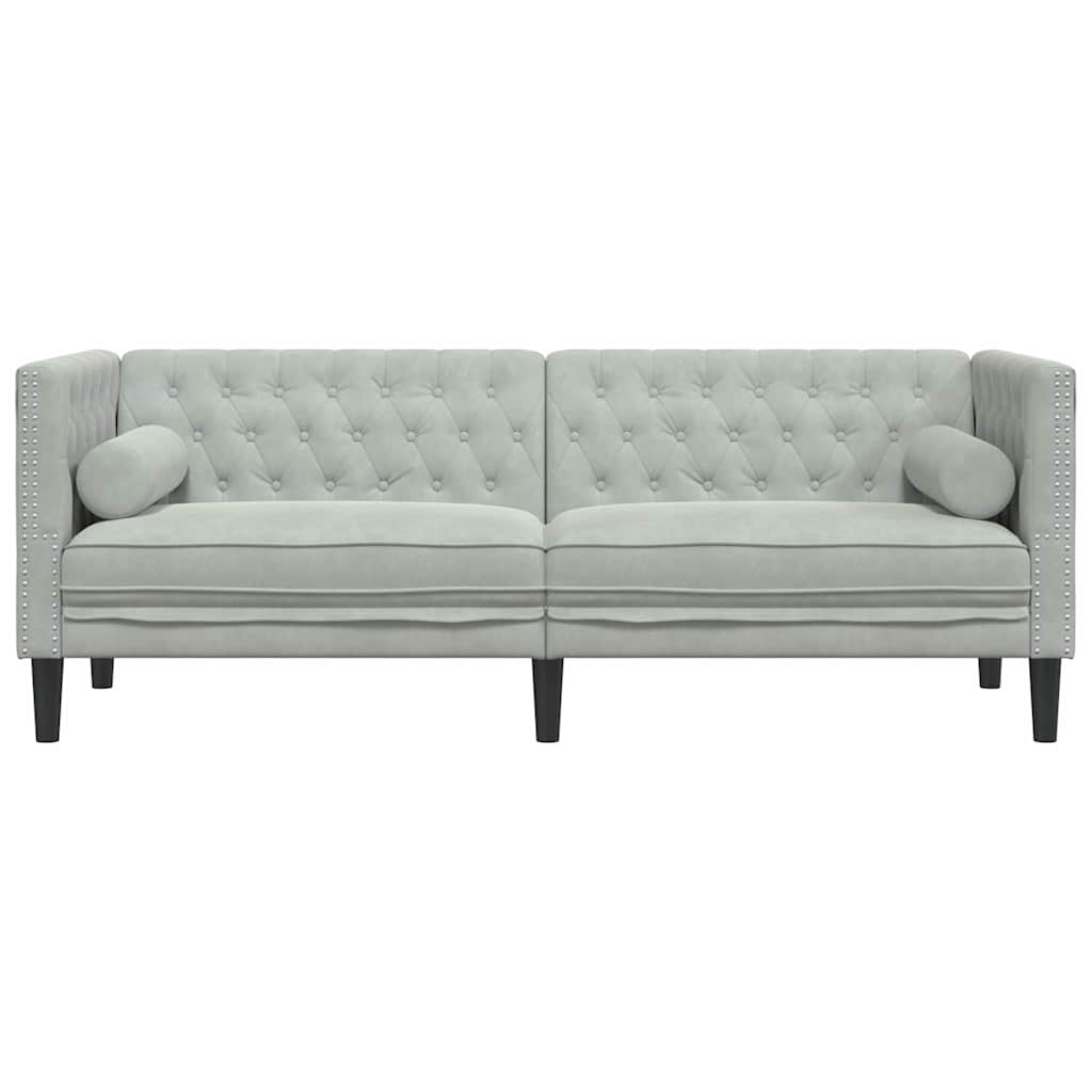 vidaXL Sofa Light Grey 194 x 74.5 x 70.5 cm Velvet