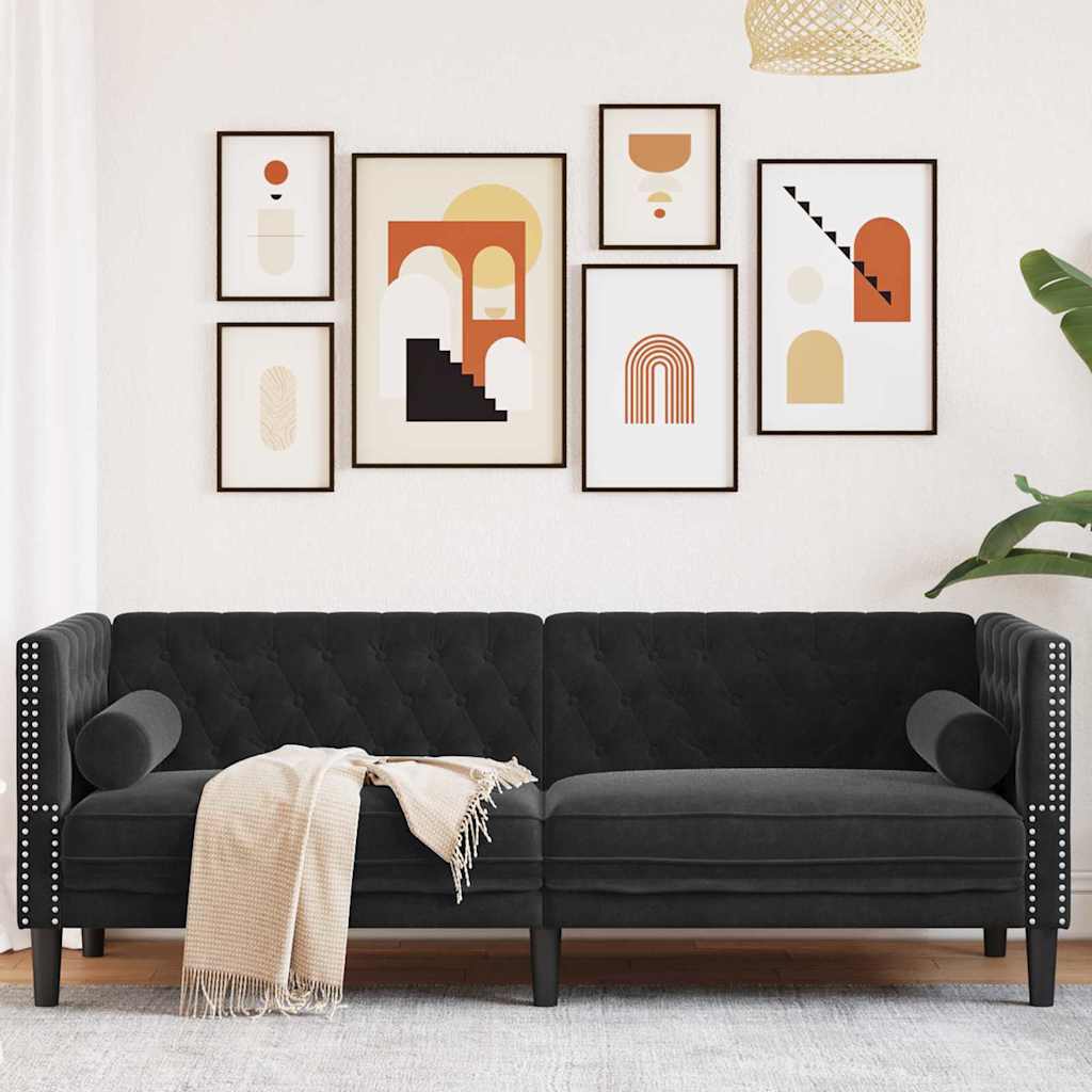 vidaXL Sofa Black 194 x 74.5 x 70.5 cm Velvet