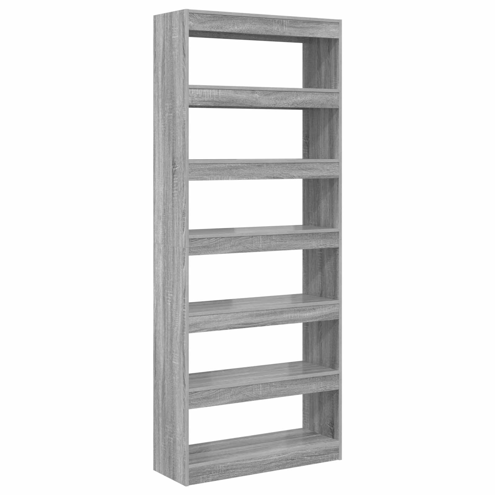vidaXL Book Cabinet 6-Tier 80 x 30 x 198 cm Engineered Wood - Grey