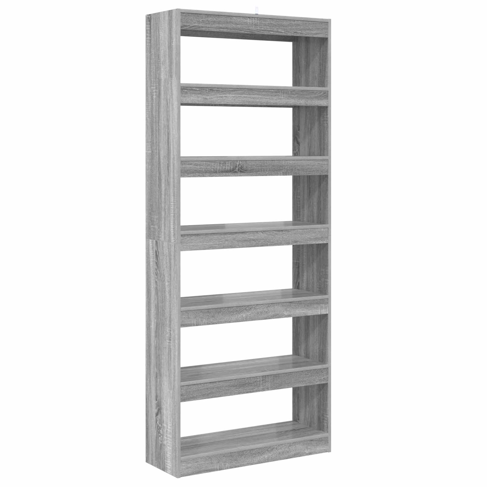 vidaXL Book Cabinet 6-Tier 80 x 30 x 198 cm Engineered Wood - Grey