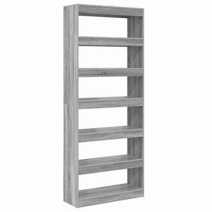 vidaXL Book Cabinet 6-Tier 80 x 30 x 198 cm Engineered Wood - Grey