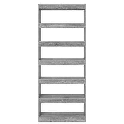 vidaXL Book Cabinet 6-Tier 80 x 30 x 198 cm Engineered Wood - Grey