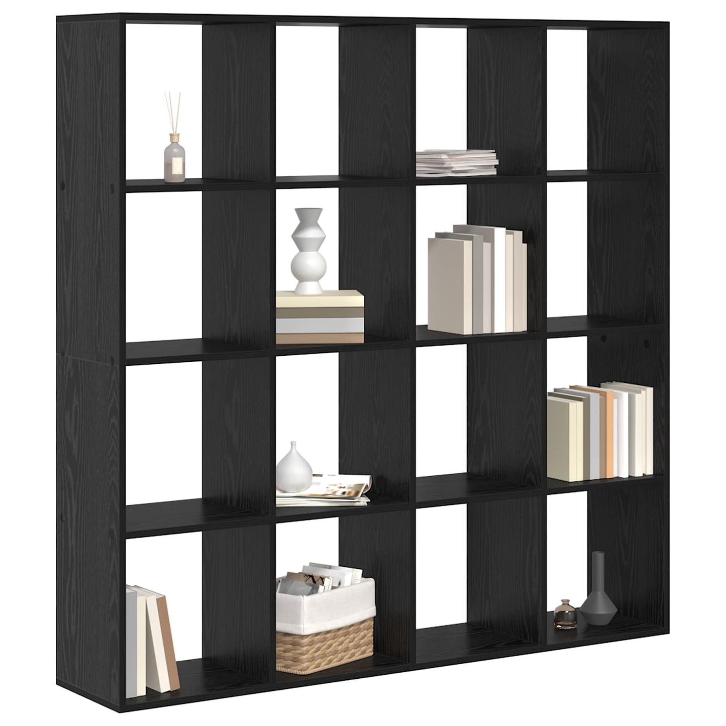 vidaXL Book Cabinet 16-Tier 137.5 x 29 x 137.5 cm Engineered Wood - Black