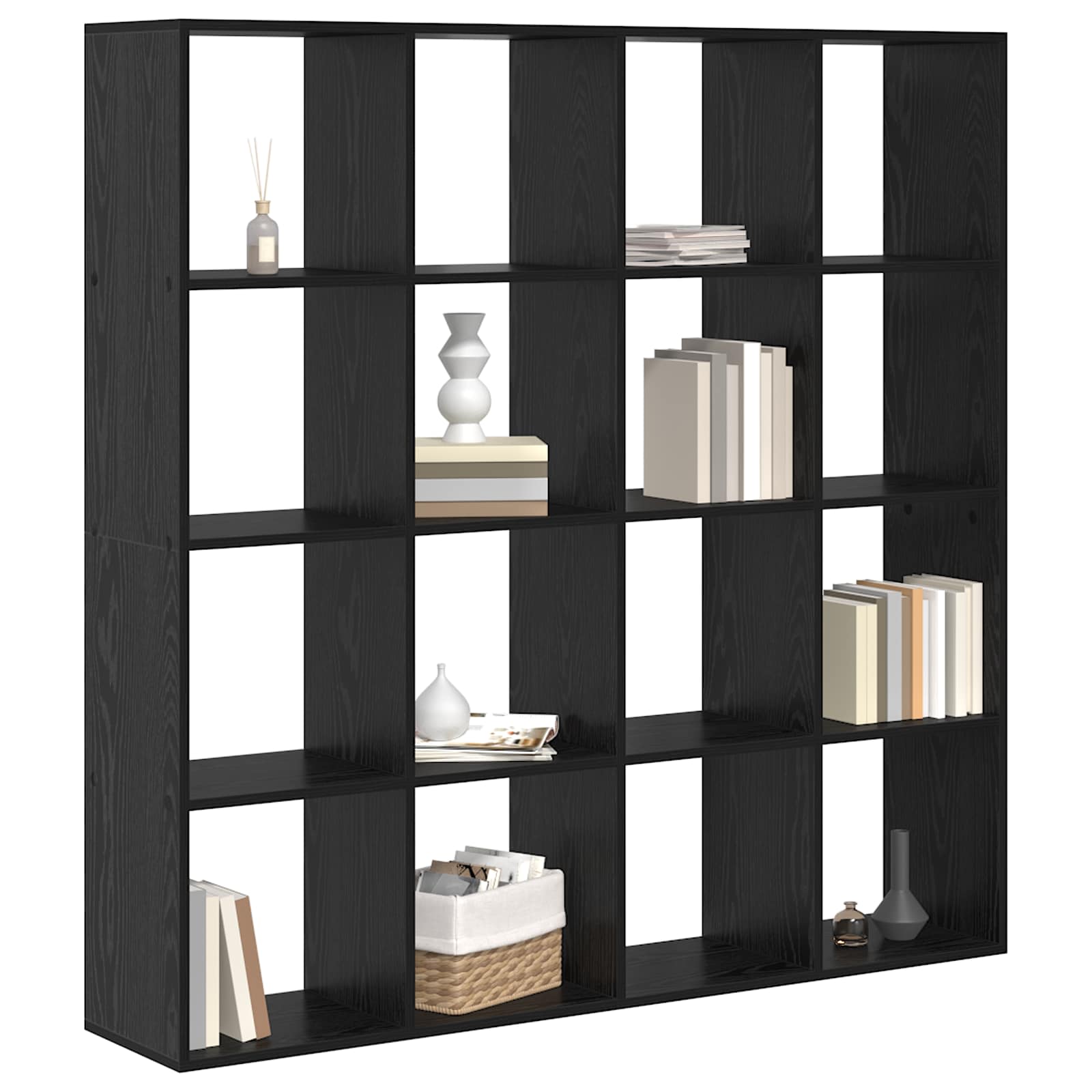 vidaXL Book Cabinet 16-Tier 137.5 x 29 x 137.5 cm Engineered Wood - Black