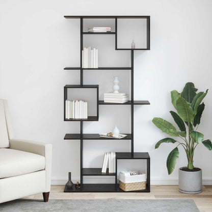 vidaXL Book Cabinet 9-Tier 92 x 29 x 188 cm Engineered Wood Black Oak