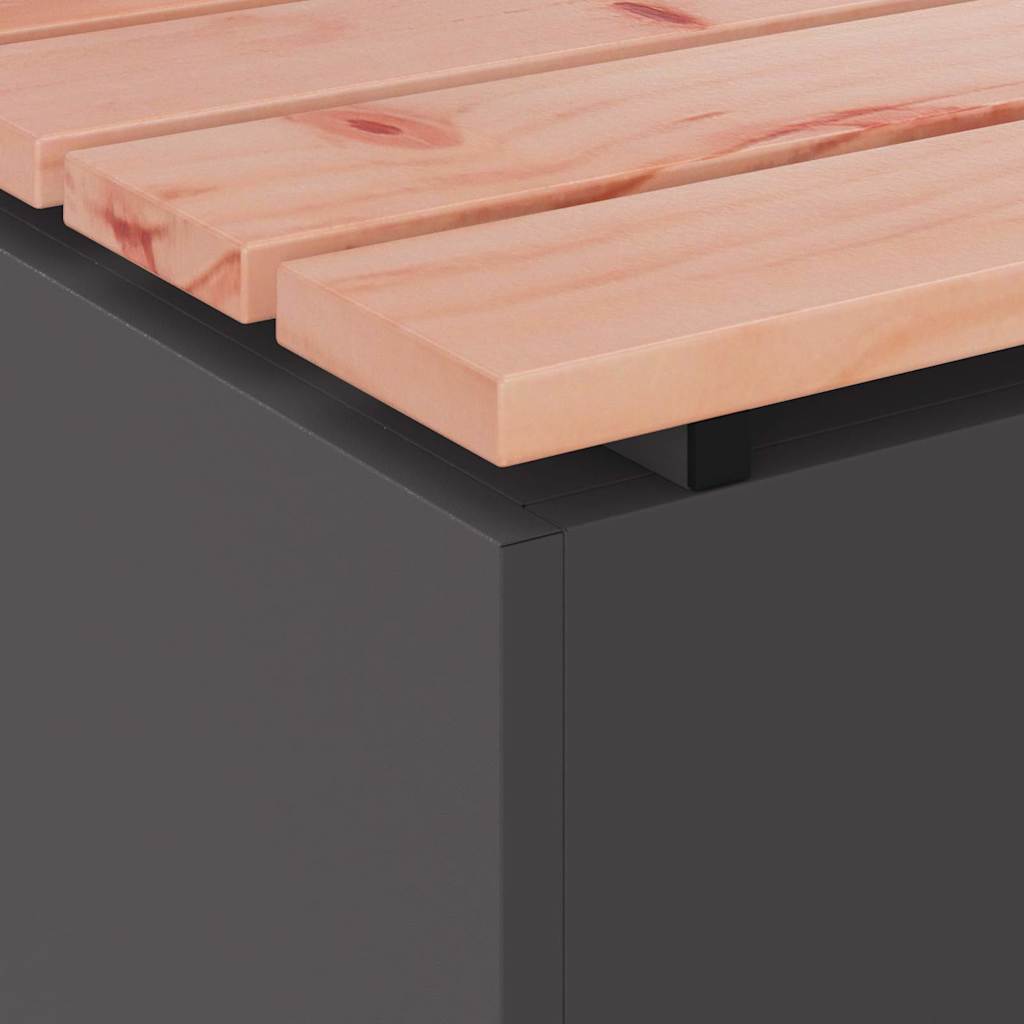 vidaXL Garden Bench Black 60 x 40 x 43 cm Solid Douglas Wood and Steel