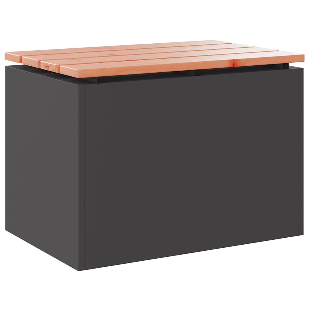 vidaXL Garden Bench Black 60 x 40 x 43 cm Solid Douglas Wood and Steel