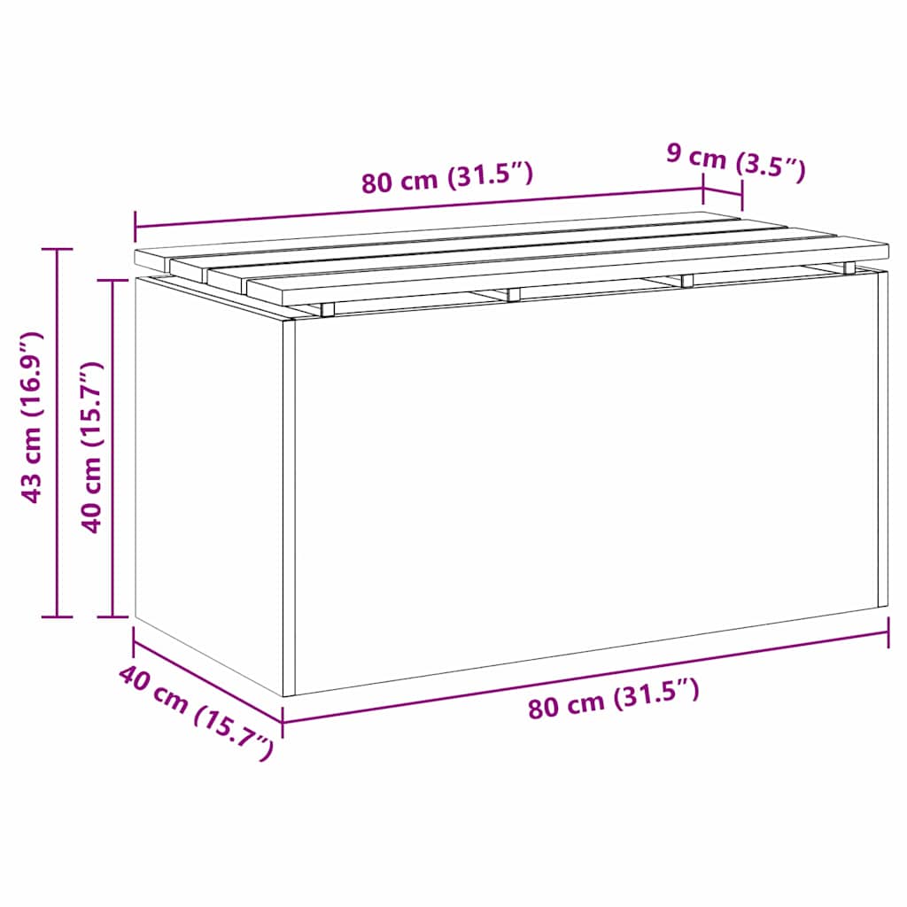 vidaXL Garden Bench 2 -Seater 80 x 40 x43 cm Rusty Rectangular - Brown