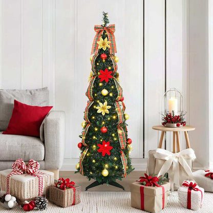 vidaXL Artificial Christmas Tree with 100 LEDs Green 155 cm PVC