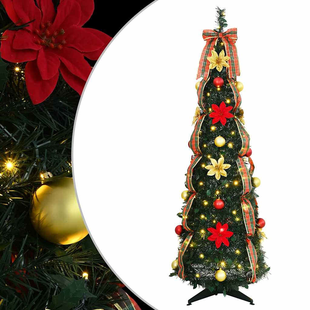 vidaXL Artificial Christmas Tree with 100 LEDs Green 155 cm PVC