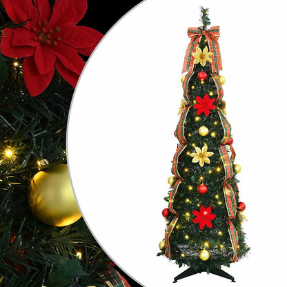 vidaXL Artificial Christmas Tree with 100 LEDs Green 155 cm PVC