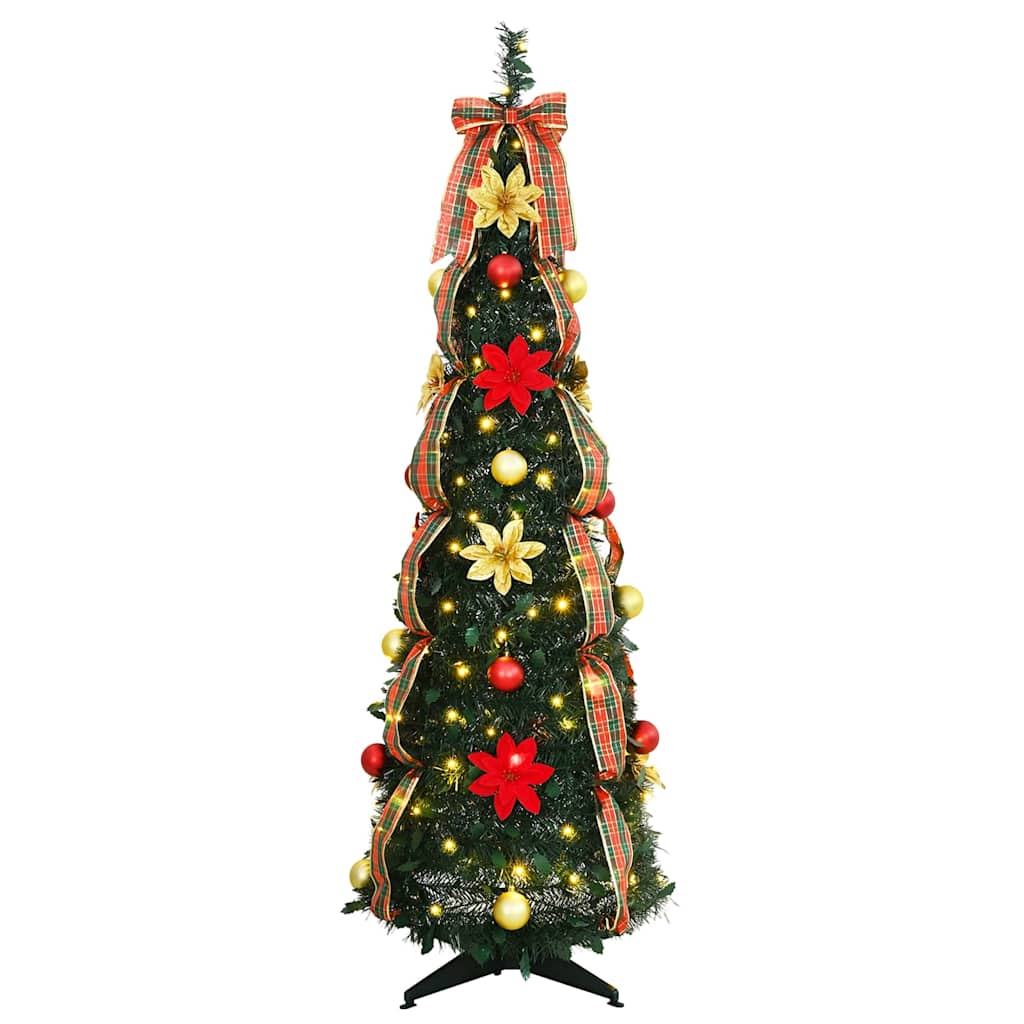 vidaXL Artificial Christmas Tree with 100 LEDs Green 155 cm PVC