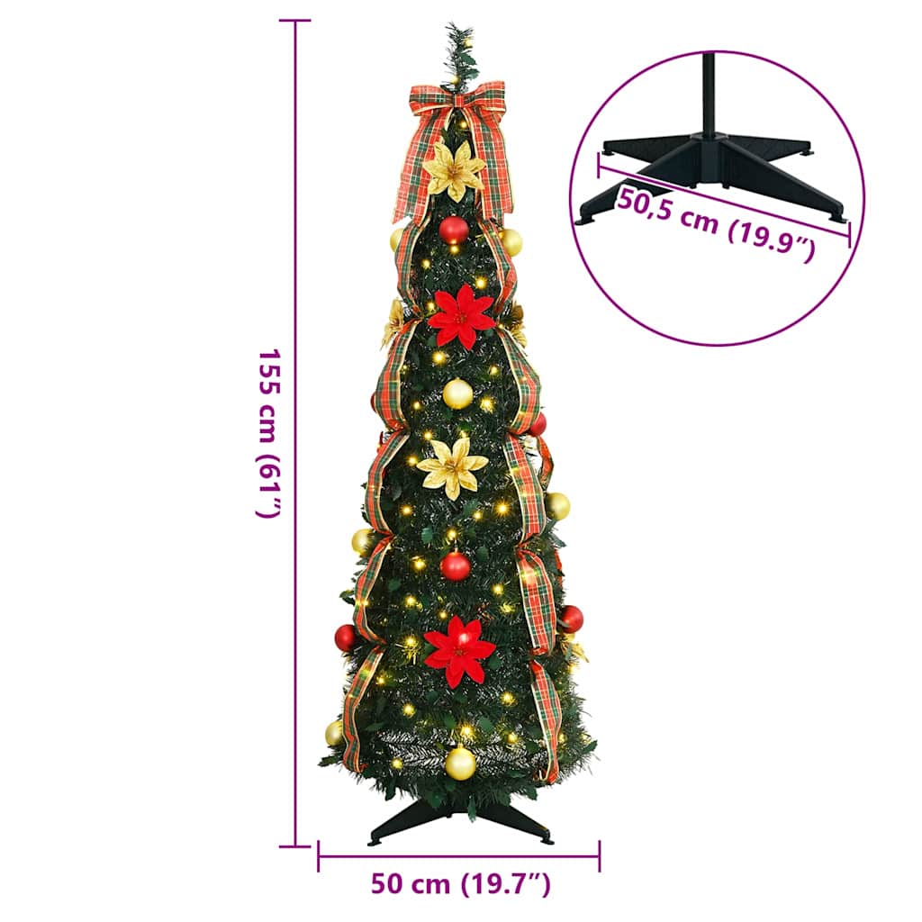 vidaXL Artificial Christmas Tree with 100 LEDs Green 155 cm PVC
