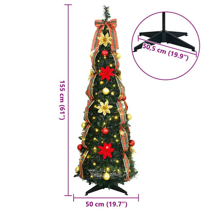vidaXL Artificial Christmas Tree with 100 LEDs Green 155 cm PVC