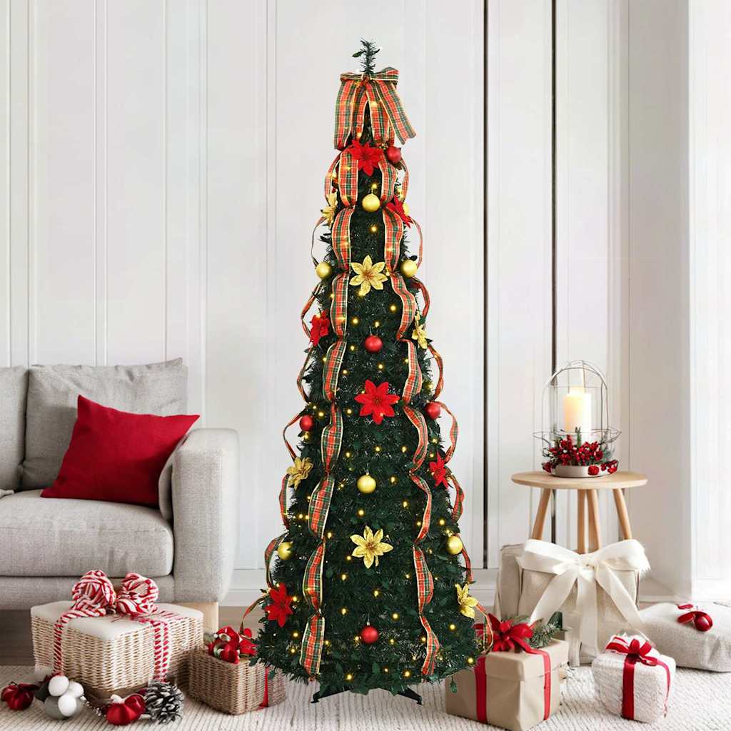 vidaXL Artificial Christmas Tree with 150 LEDs Green 185 cm PVC