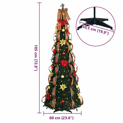 vidaXL Artificial Christmas Tree with 150 LEDs Green 185 cm PVC