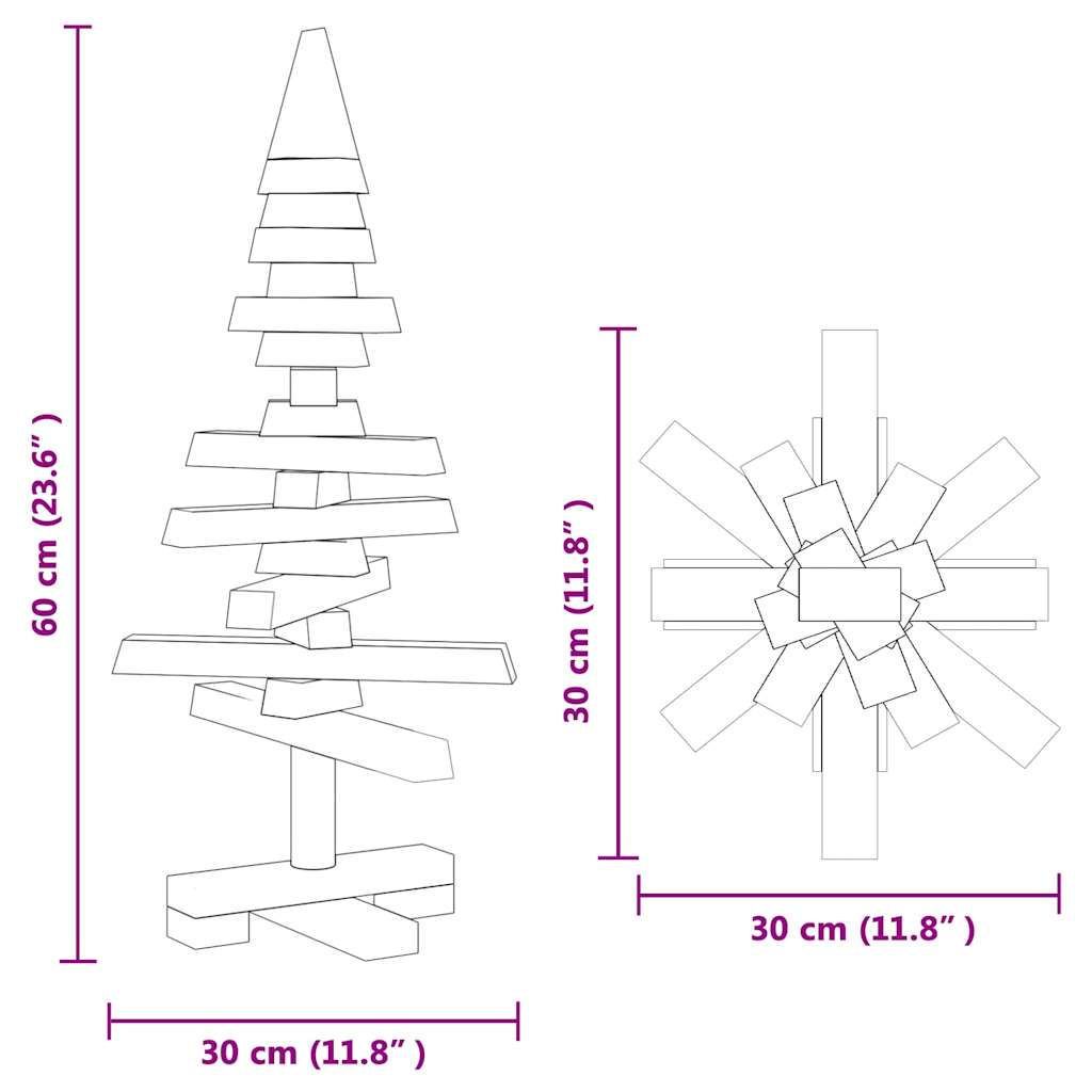 vidaXL Wooden Christmas Tree KOTKA Solid Pine Wood - Brown - 60 cm