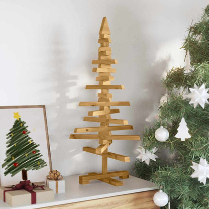 vidaXL Wooden Christmas Tree KOTKA Solid Pine Wood - Brown - 90 cm