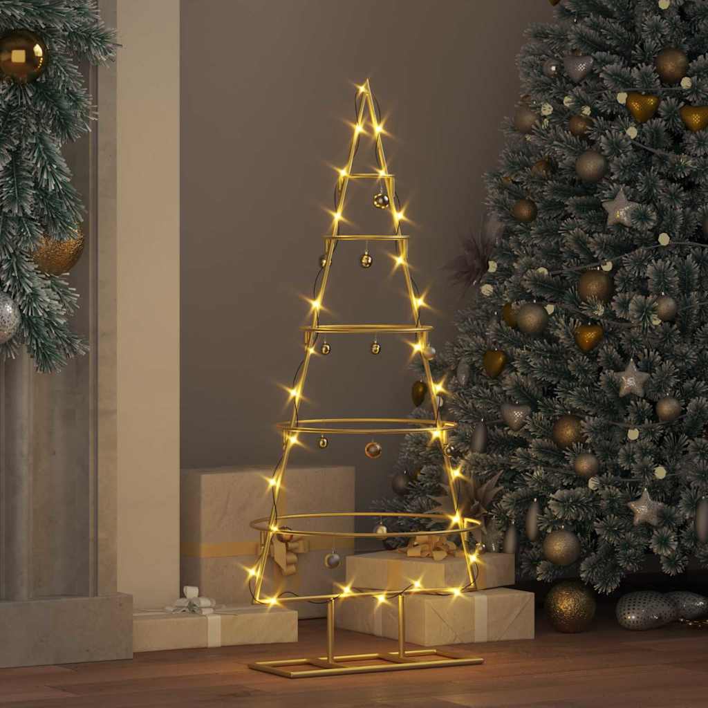 vidaXL Metal Christmas Tree with Stand Gold 90 cm Powder-coated steel