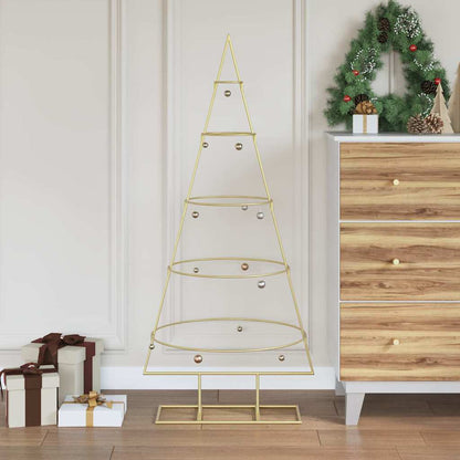 vidaXL Metal Christmas Tree with Stand Gold 125 cm Powder-coated steel