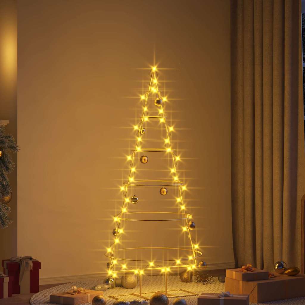 vidaXL Metal Christmas Tree with Stand Gold 148 cm Powder-coated steel