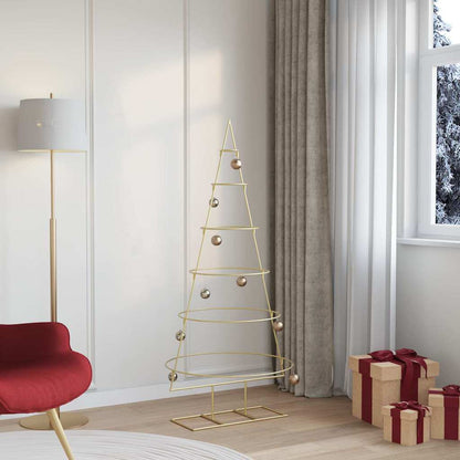 vidaXL Metal Christmas Tree with Stand Gold 148 cm Powder-coated steel