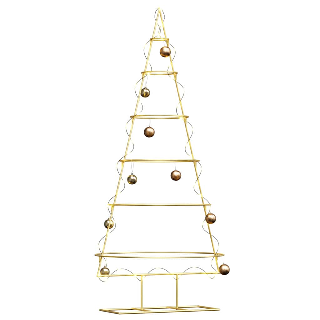 vidaXL Metal Christmas Tree with Stand Gold 148 cm Powder-coated steel