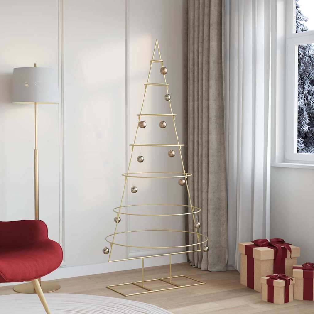 vidaXL Metal Christmas Tree with Stand Gold 180 cm Powder-coated steel