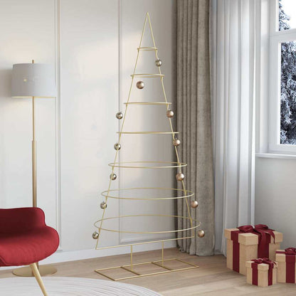 vidaXL Metal Christmas Tree with Stand Gold 209 cm Powder-coated steel