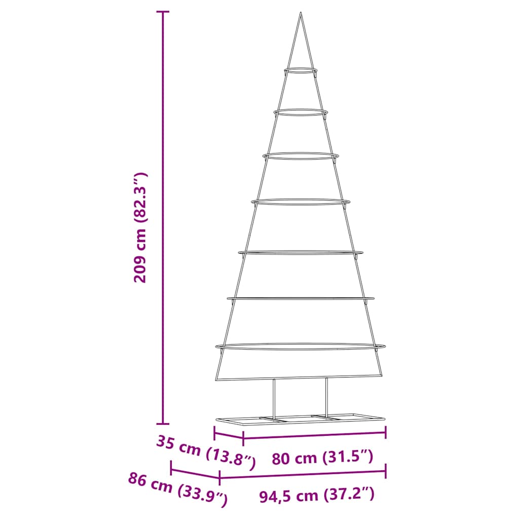 vidaXL Metal Christmas Tree with Stand Gold 209 cm Powder-coated steel