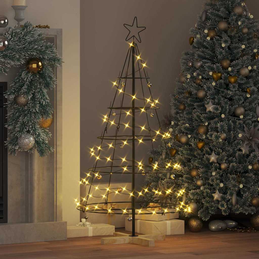 vidaXL Christmas Cone Tree with Stand Black 126 cm Steel