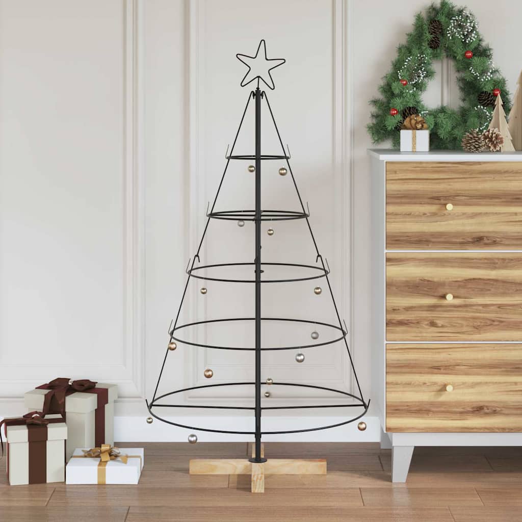 vidaXL Christmas Cone Tree with Stand Black 126 cm Steel