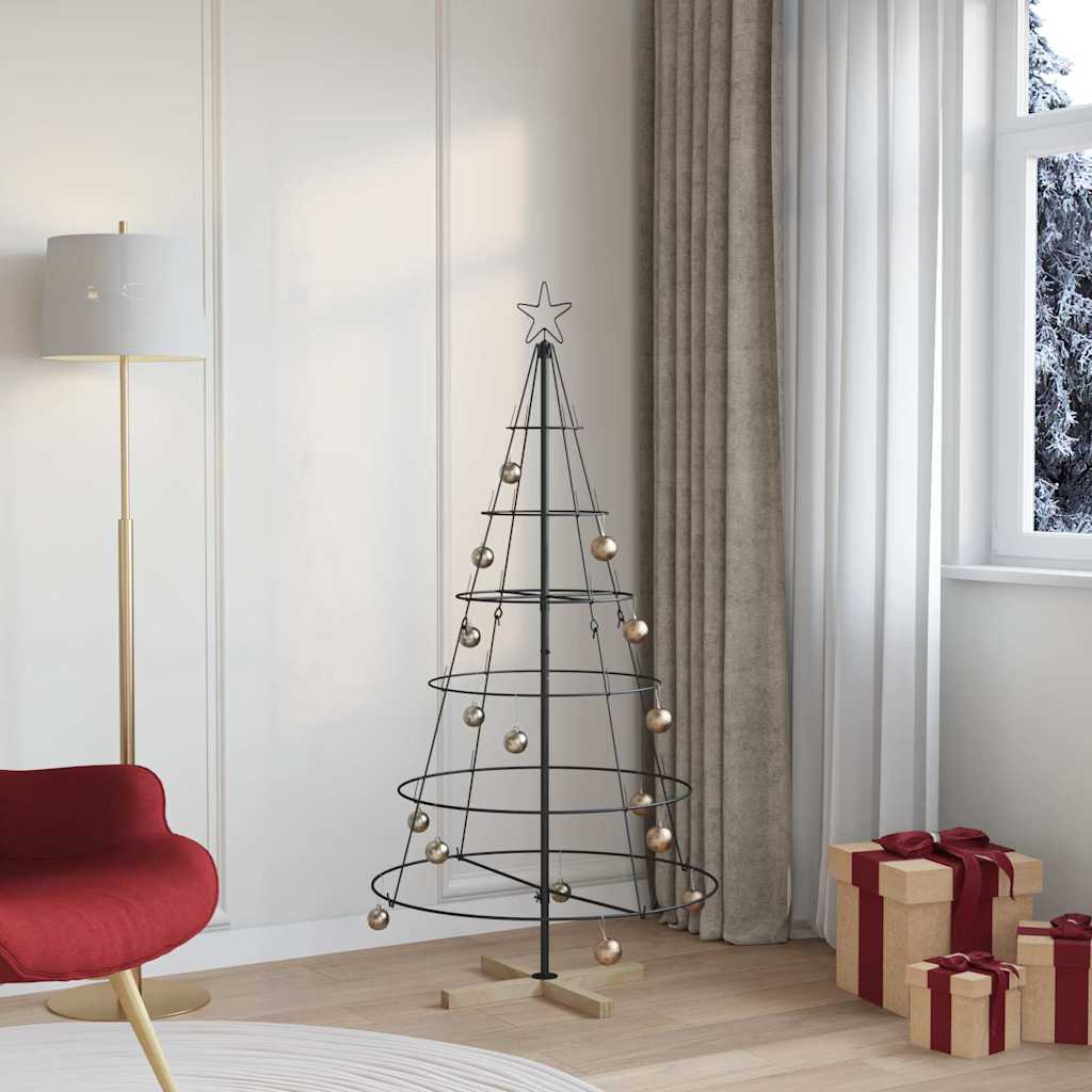 vidaXL Christmas Cone Tree with Stand Black 154 cm Steel