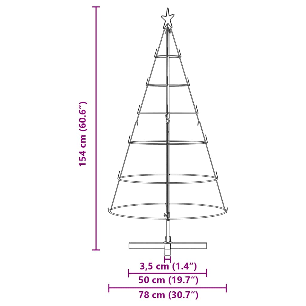 vidaXL Christmas Cone Tree with Stand Black 154 cm Steel