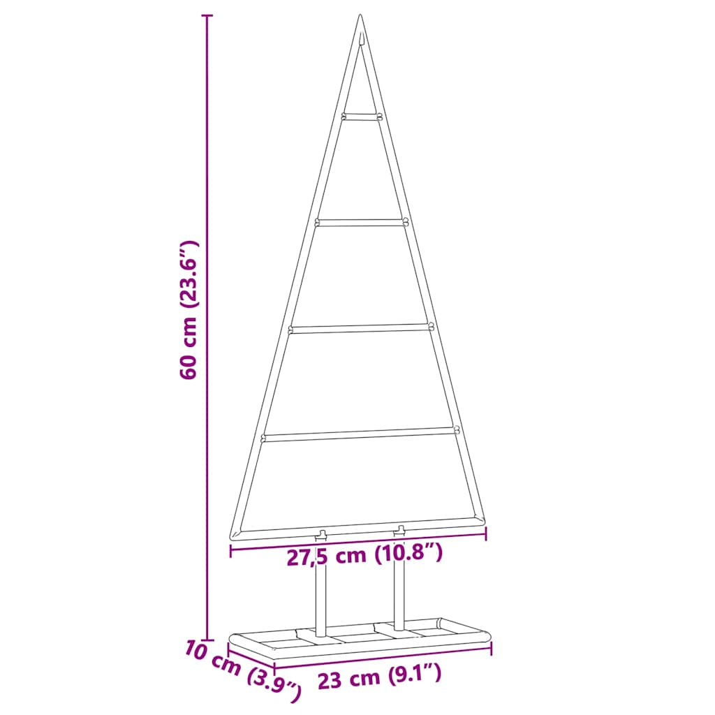 vidaXL Metal Christmas Tree Gold 60 cm Powder-coated steel