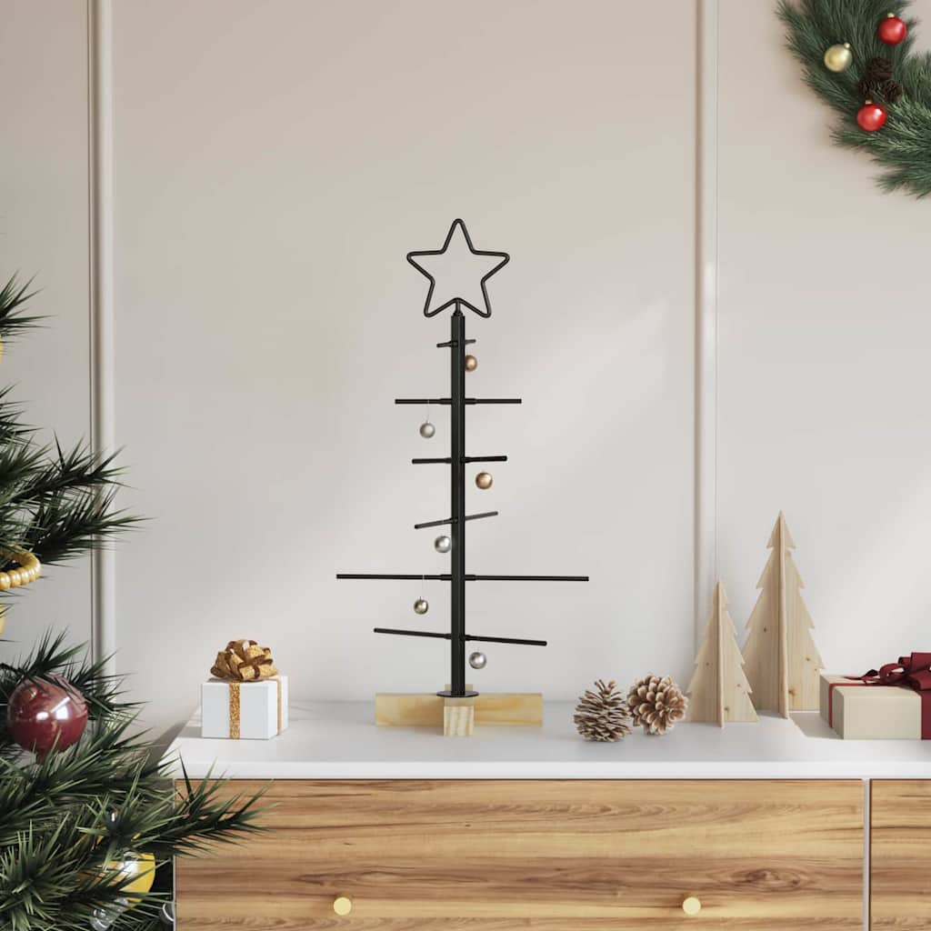 vidaXL Metal Christmas Tree Black 59.5 cm Powder-coated steel