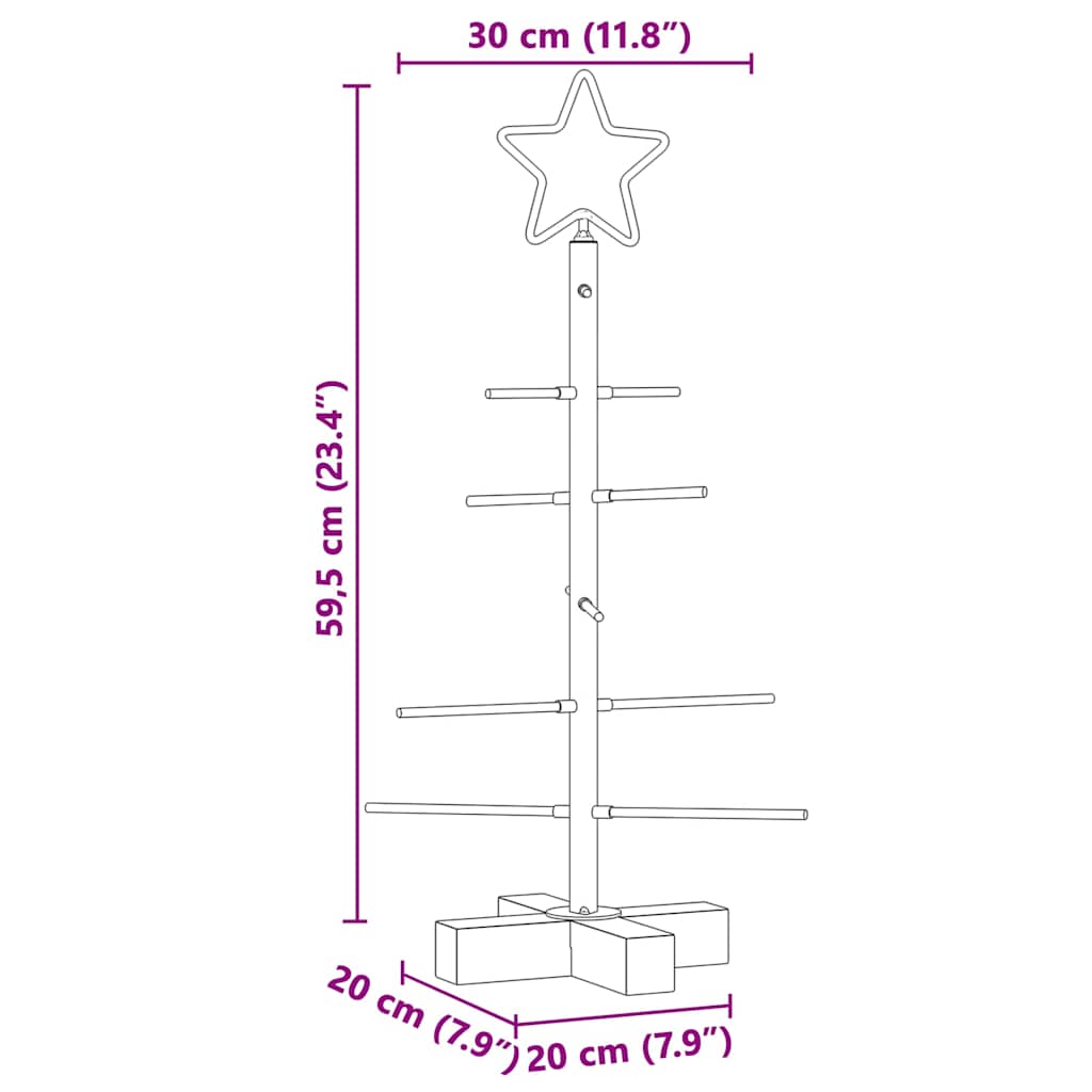 vidaXL Metal Christmas Tree Black 59.5 cm Powder-coated steel