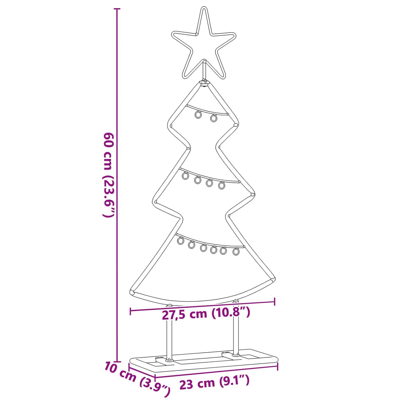 vidaXL Metal Christmas Tree Black 60 cm Steel - 56606