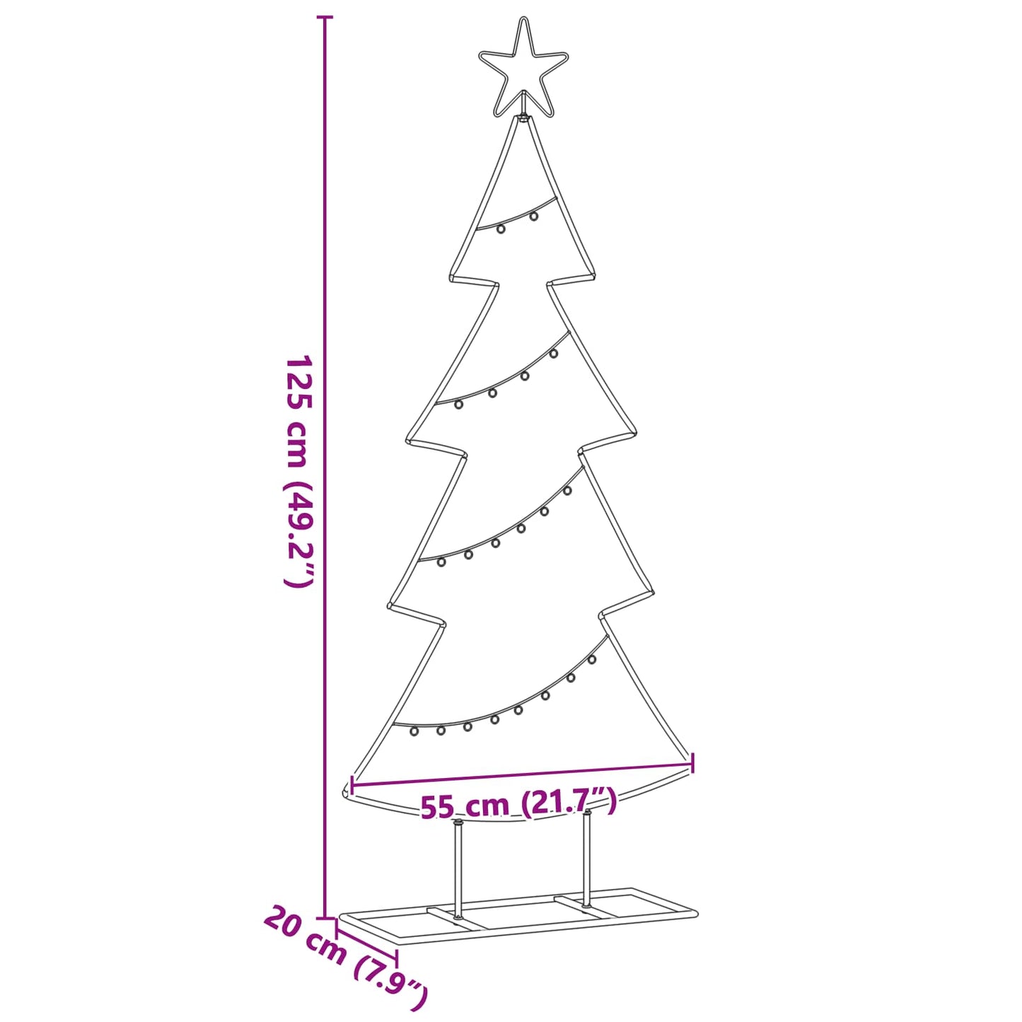 vidaXL Metal Christmas Tree Black 125 cm Steel