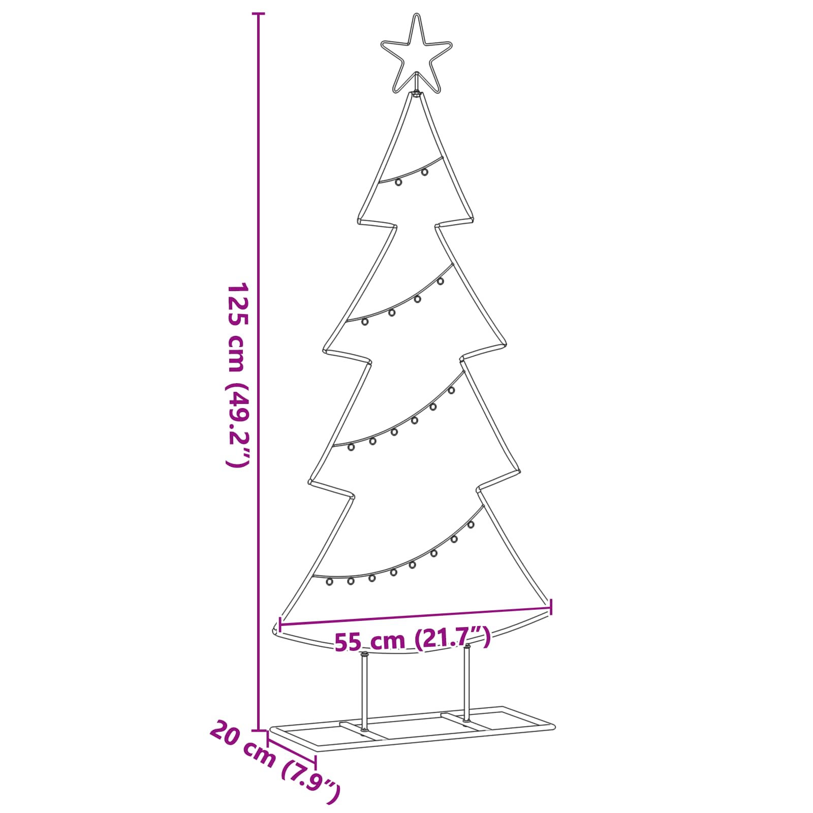 vidaXL Metal Christmas Tree Black 125 cm Steel