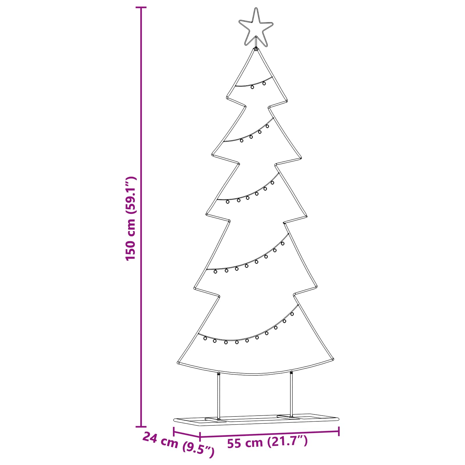 vidaXL Metal Christmas Tree Black 150 cm Steel