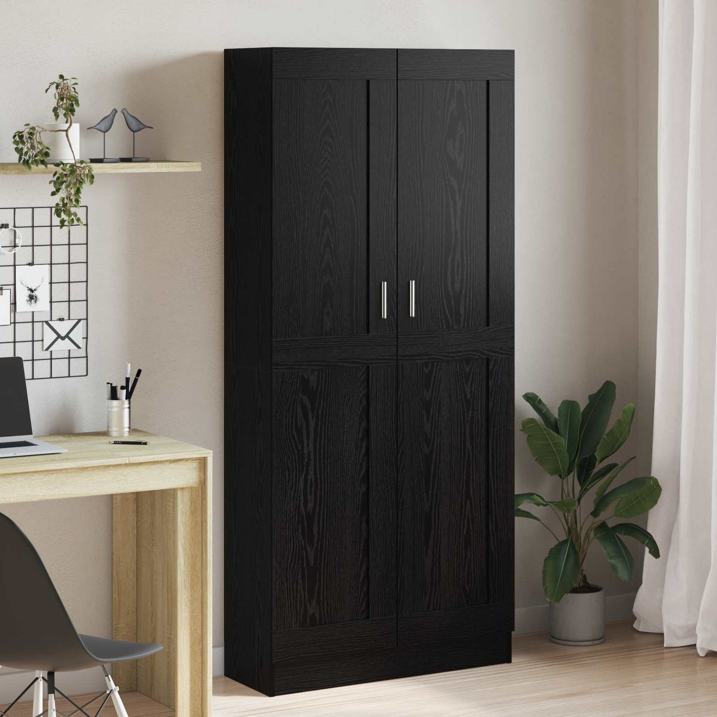 vidaXL Book Cabinet 3-Tier 82.5 x 30.5 x 185 cm Engineered Wood - Black