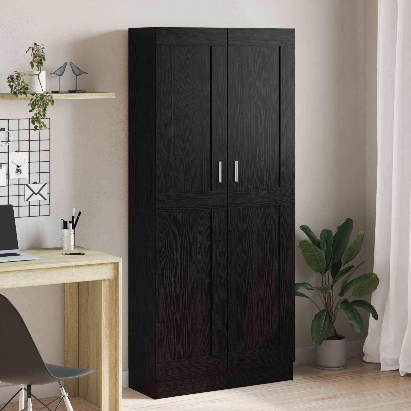 vidaXL Book Cabinet 3-Tier 82.5 x 30.5 x 185 cm Engineered Wood - Black