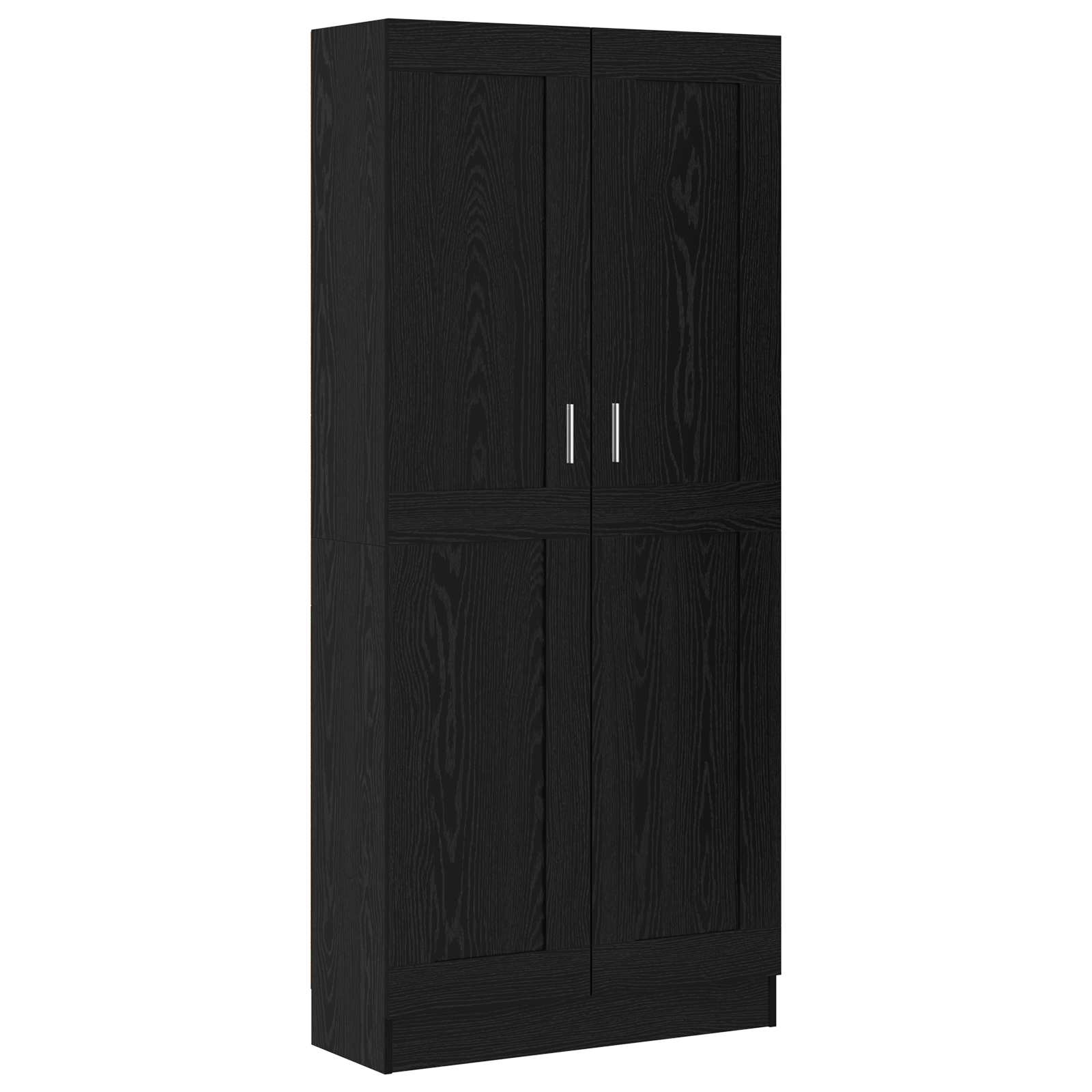 vidaXL Book Cabinet 3-Tier 82.5 x 30.5 x 185 cm Engineered Wood - Black