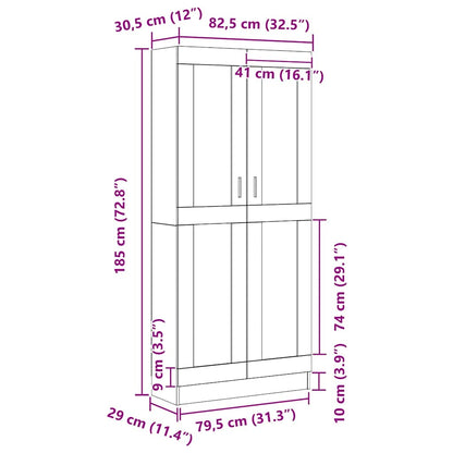 vidaXL Book Cabinet 3-Tier 82.5 x 30.5 x 185 cm Engineered Wood - Black